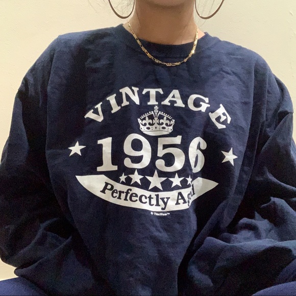 Sweaters - chunky vintage navy blue crewneck sweater ✧